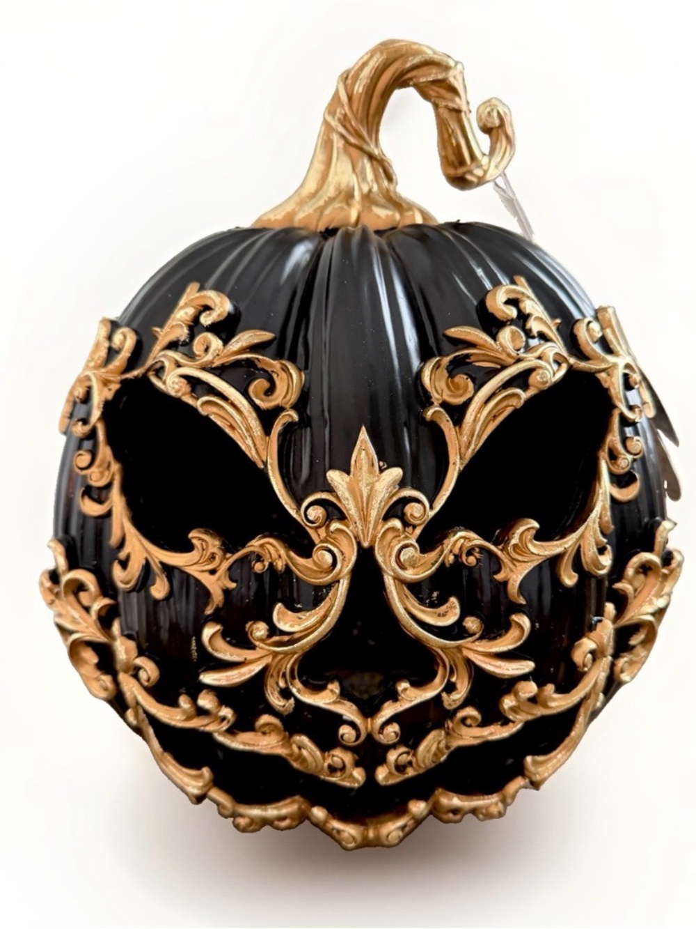 🖤 CHRISTIAN SIRIANO Light Up Black Jack O Lantern With Gold Filigree Brand New